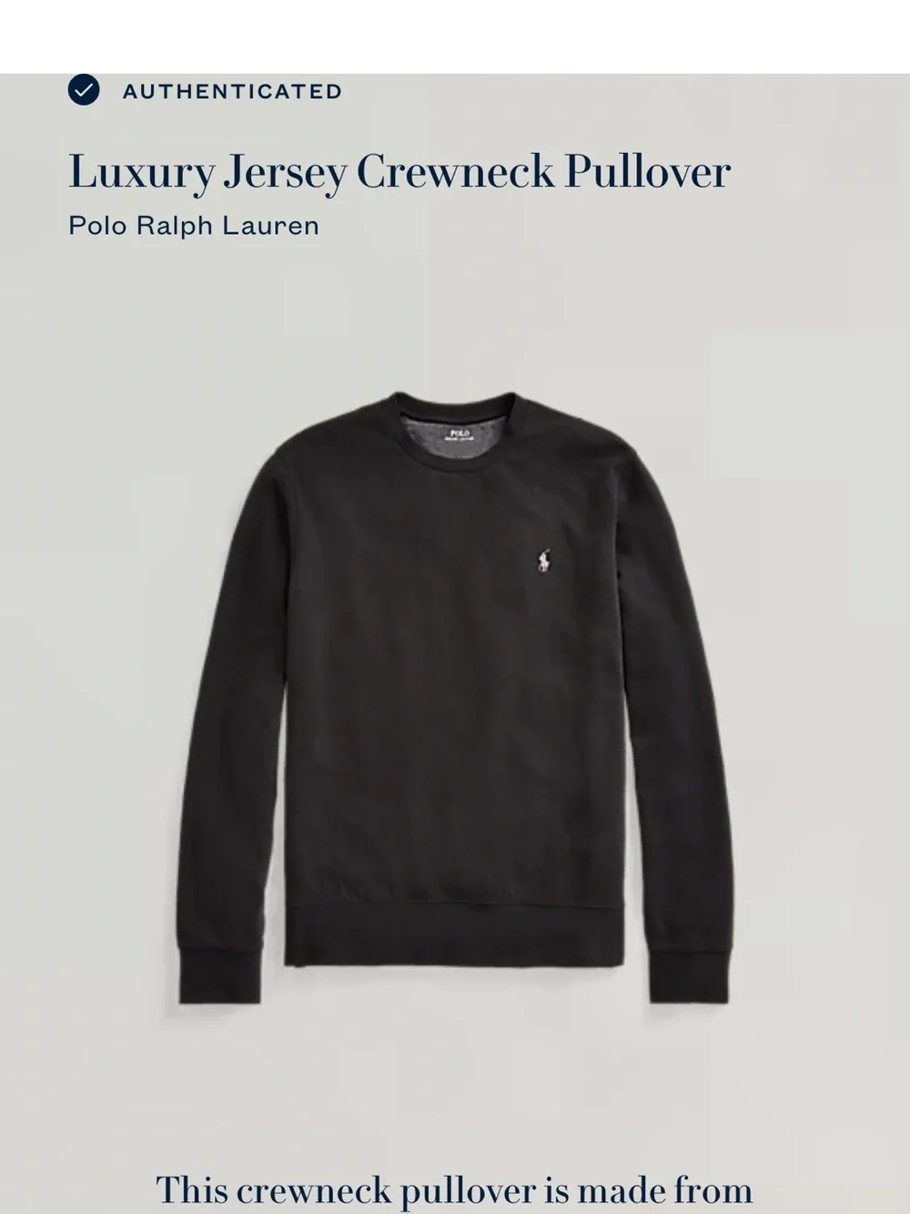 Polo Ralph Lauren Luxury Jersey Crewneck pullover M